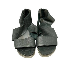 Eileen Fisher‎ Sport Platform Sandal Graphite Silver Metallic Size 7